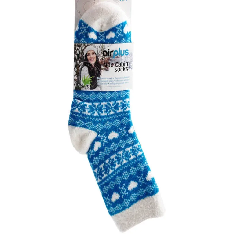 AIRPLUS ALOE CABIN SOCKS – ȘOSETE HIDRATANTE CU INIMIOARE ALBASTRE, MĂRIMILE 35-41 — preț și oferte