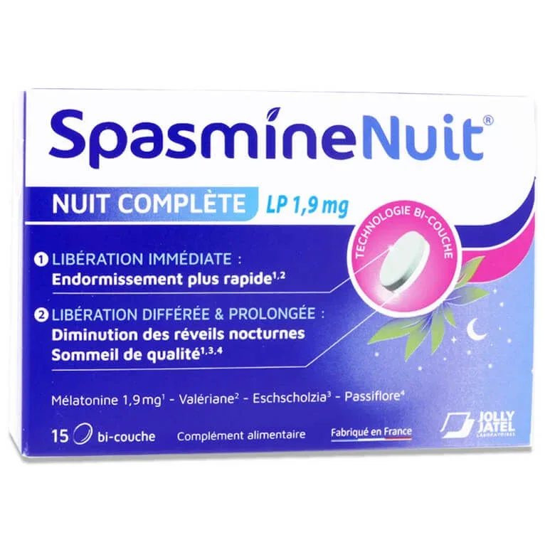 SPASMINE NUIT COMPLÈTE 15 COMPRIMATE CU DOUĂ STRATURI — preț și oferte