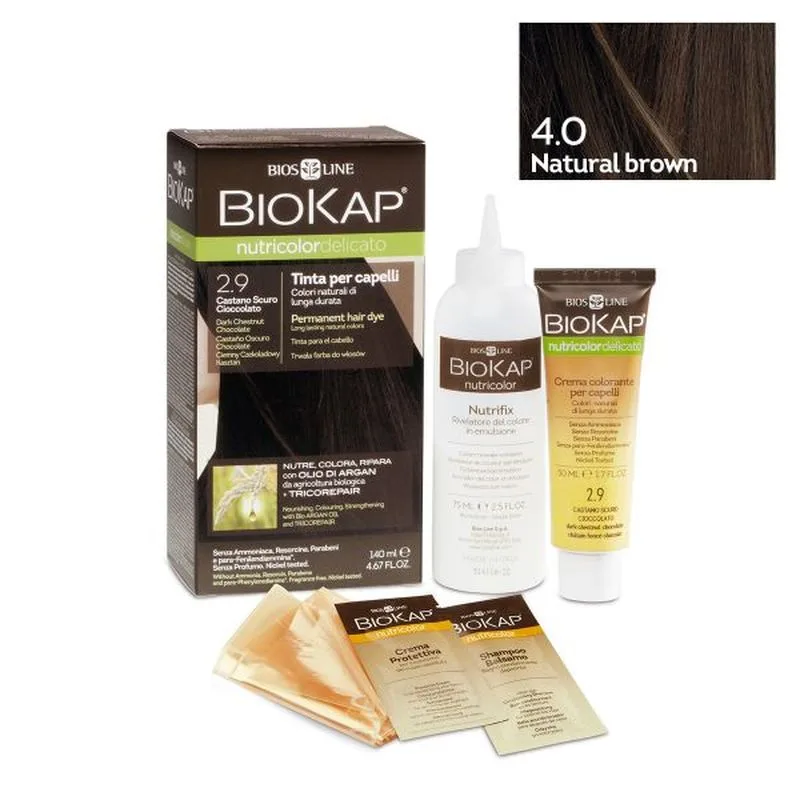 Vopsea permanenta pentru par Nutricolor Delicato Nuanta Natural Brown 4.0, Biokap | 140 ml — preț și oferte