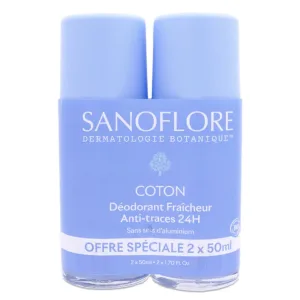 SANOFLORE BIO DEZODORANT „FRESH COTTON” SET DE 2 X 50 ML