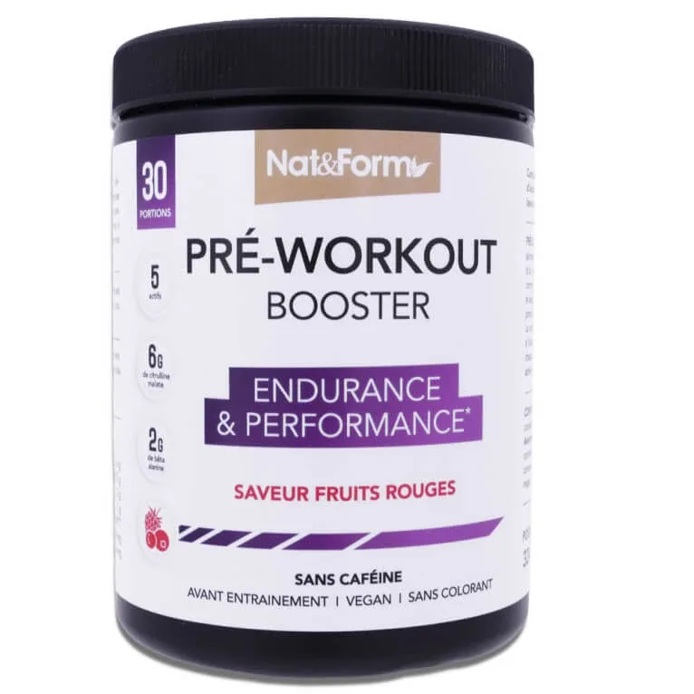 NAT & FORM PRE-WORKOUT BOOSTER 30 DE PORȚII, AROMĂ DE FRUCTE ROȘII — preț și oferte