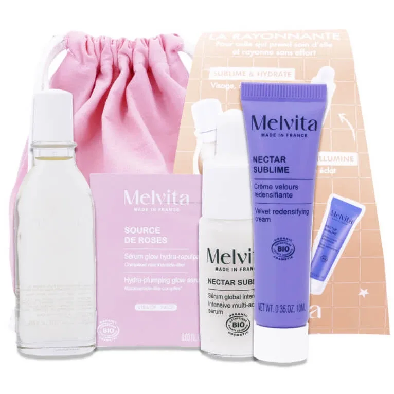MELVITA SET „LA RAYONNANTE” – PUNGĂ + 4 PRODUSE DE ÎNGRIJIRE — preț și oferte