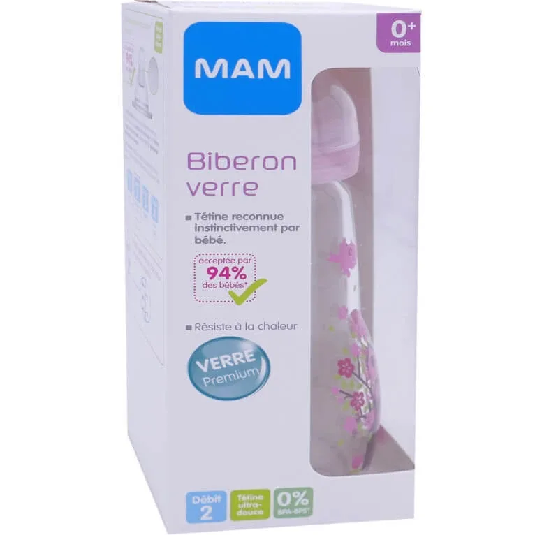 MAM BIBERON DIN STICLĂ 0+ LUNI 260 ML ROZ — preț și oferte