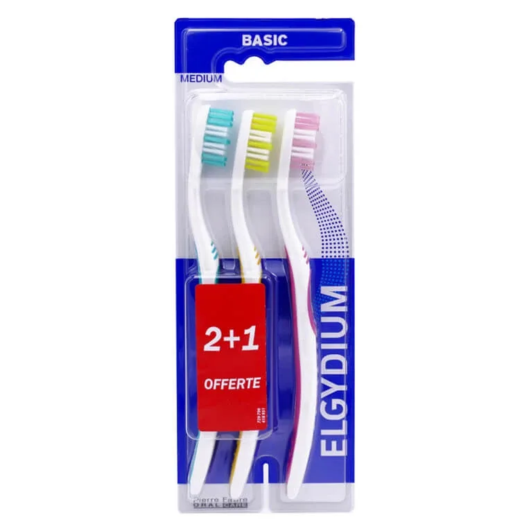 ELGYDIUM BASIC SET DE 3 PERIUȚE DE DINȚI MEDII — preț și oferte