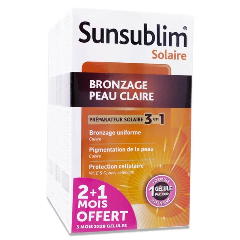 SUNSUBLIM PROTECȚIE SOLARĂ ȘI BRONZARE PENTRU TENUL DESCHIS 3X28 CAPSULE — preț și oferte