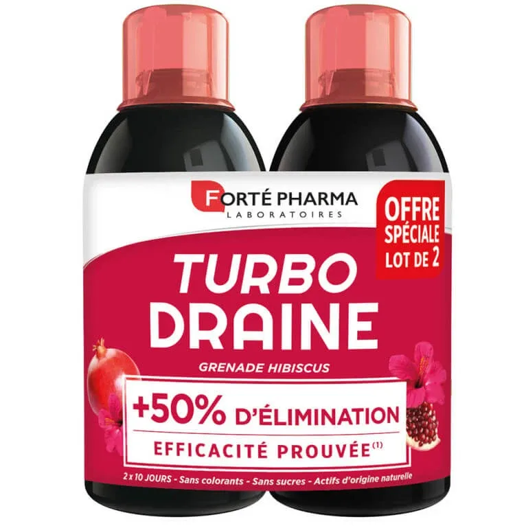 FORTE PHARMA TURBO DRAINE GRENADĂ ȘI HIBISCUS, PACHET DE 2 X 500 ML — preț și oferte
