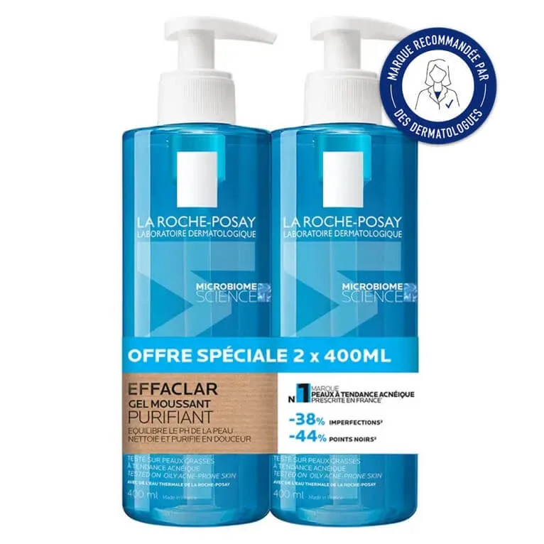 LA ROCHE-POSAY EFFACLAR GEL SPUMANT, PACHET DE 2 X 400 ML — preț și oferte