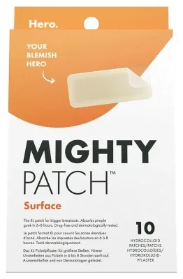 Hero Mighty Patch – Plasturi anti-acnee pentru zone extinse – 10 plasturi hidrocoloidali — preț și oferte