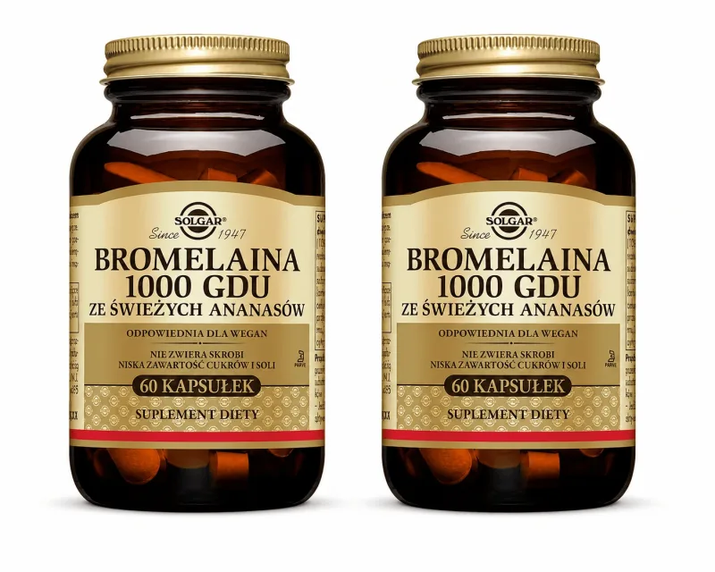 Solgar Bromelain 2x60 capsule 1000 GDU din ananas proaspăt, — preț și oferte