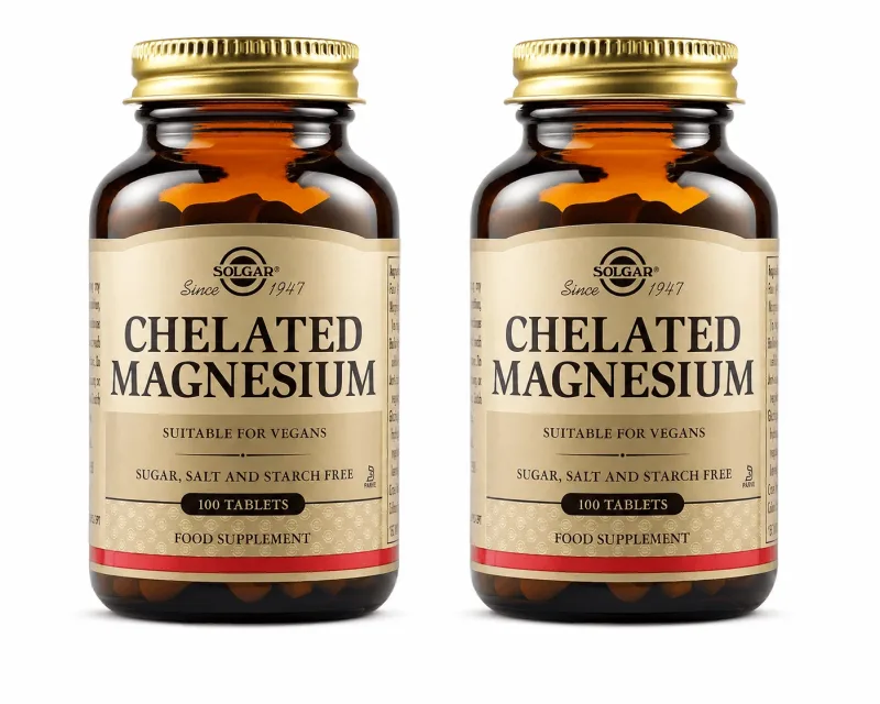 Magneziu Chelat 100 mg, 2x100 tablete, Solgar — preț și oferte