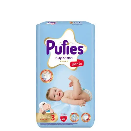 Scutece chilotel Supreme, Nr.3, 6-11 kg, 40 buc, Pufies — preț și oferte