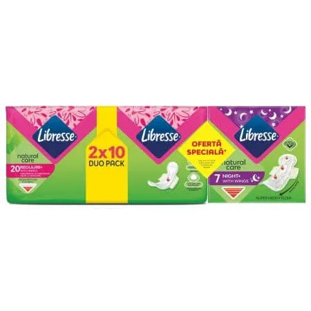Pachet Absorbante Natural Care Duo + Natural Care Night, 7+20 bucati, Libresse — preț și oferte