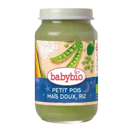 Piure bio de mazare, porumb dulce si orez, 6 luni+, 200 g, Babybio — preț și oferte