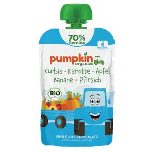 Piure Bio din Dovleac, Morcov, Mar, Banane si Piersici, 6 luni+, 100 g, Pumpkin Organics