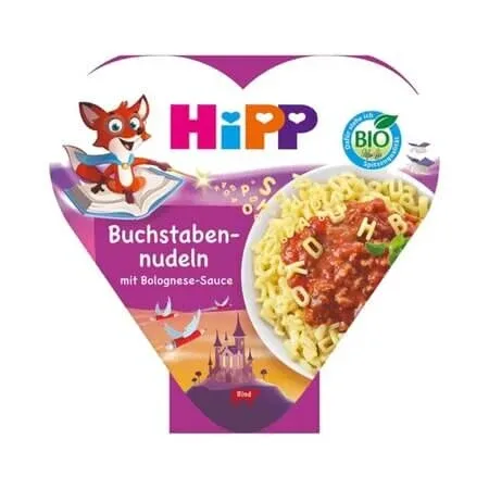 Meniu Bio Paste alfabet cu sos Bolognese, 250 g, Hipp — preț și oferte