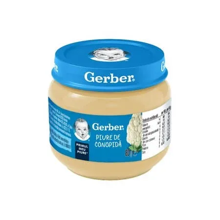 Piure natural de conopida, 80 g, Gerber — preț și oferte