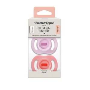 Suzete ortodontice UltraLight, Roz/Mov, 0-6 luni, 2 bucati, Tommee Tippee
