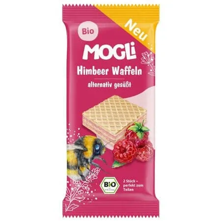Napolitane Bio cu crema de zmeura, 15 g, Mogli — preț și oferte