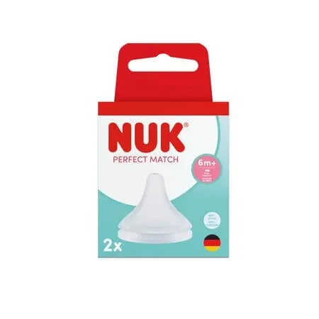 Set tetina din silicon Flux Control Perfect Match, +6 luni, 2 bucati, NUK — preț și oferte