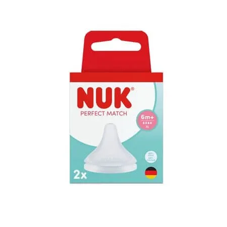 Set tetina din silicon flux XL Perfect Match, +6 luni, 2 bucati, NUK — preț și oferte