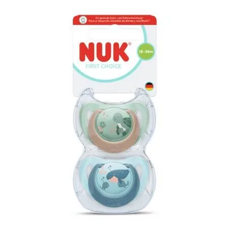 Set suzete First Choice, Broasca testoasa/Balena, 18-36 luni, 2 bucati, Nuk — preț și oferte