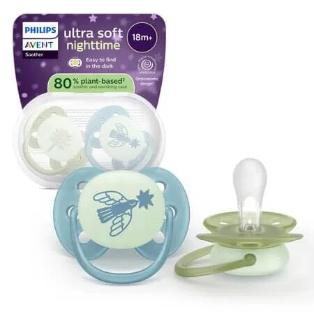 Set suzete fosforescente Ultra Soft Avent, Leaf, +18 luni, SCF094/05, Philips — preț și oferte
