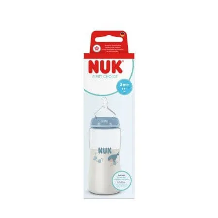 Biberon cu termocontrol si tetina din silicon flux M First Choice, 3 luni+, 300 ml, Nuk — preț și oferte