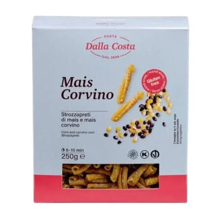 Paste strozzapreti din porumb galben si porumb corvin, 250 g, Dalla Costa — preț și oferte