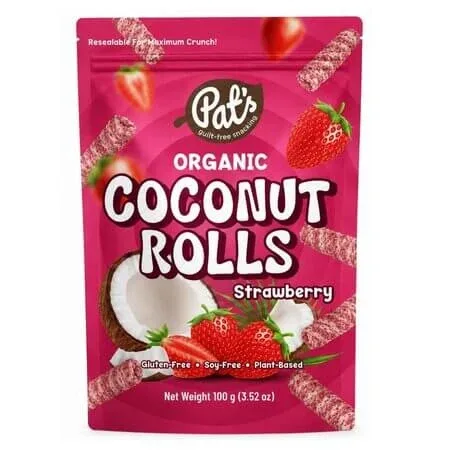Rulouri Bio, Cocos si Capsuni, 100 g, Pat's — preț și oferte