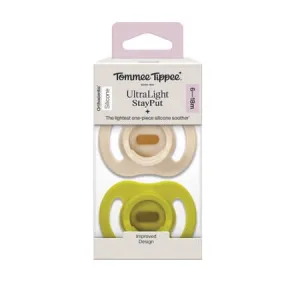 Suzete ortodontice UltraLight, Bej/Verde, 6-18 luni, 2 bucati, Tommee Tippee