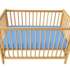 Cearceaf cu elastic dublat 2 in 1 din bumbac, cu interior impermeabil, 60x120 cm, Albastru, Twindeco