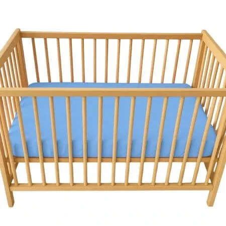 Cearceaf cu elastic dublat 2 in 1 din bumbac, cu interior impermeabil, 60x120 cm, Albastru, Twindeco — preț și oferte