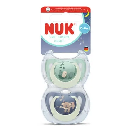 Set suzete First Choice Night, Hippo/Koala, 0-6 luni, 2 bucati, Nuk — preț și oferte
