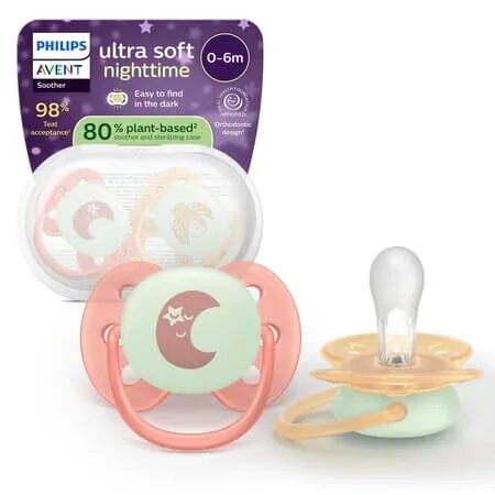 Set suzete fosforescente Ultra Soft Avent, 0-6 luni, SCF094/02, 2 bucati, Philips — preț și oferte
