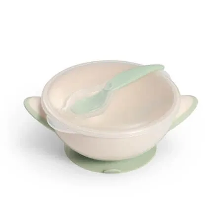 Castron cu ventuza si lingurita, Verde deschis, 6 luni+, Babyono — preț și oferte