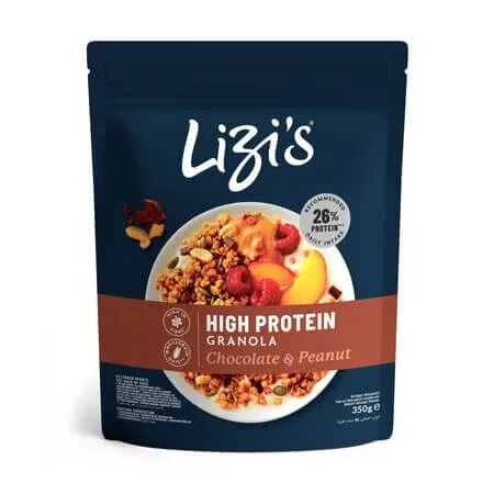 Granola bodat in Proteine, ciocolata si alune, 350 g, Lizis — preț și oferte