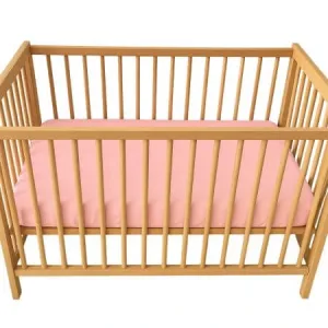 Cearceaf cu elastic dublat 2 in 1 din bumbac, cu interior impermeabil, 60x120 cm, Roz, Twindeco