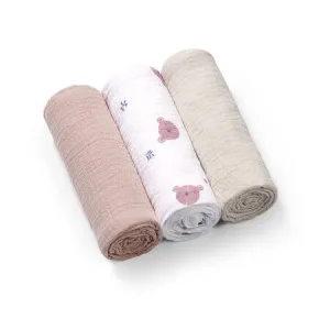 Scutece creponate din muselina, 70x70 cm, Purple, 3 bucati, Babyono