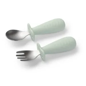 Set lingurita si furculita, Verde, 12 luni+, Babyono