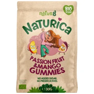 Jeleuri Bio Fruit Gummies, Mango si Fructul Pasiunii, 30 g, Naturica
