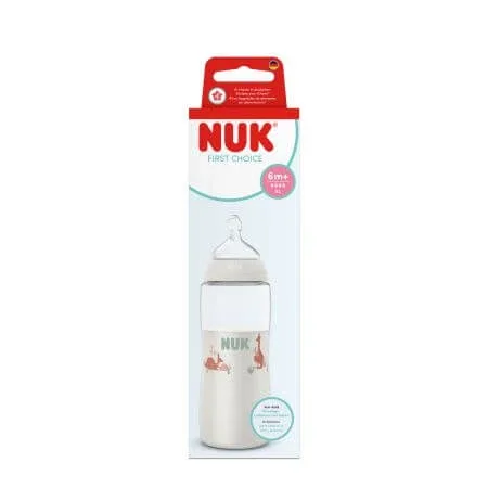 Biberon cu termocontrol si tetina din silicon flux XL First Choice, 6 luni+, 360 ml, Nuk — preț și oferte