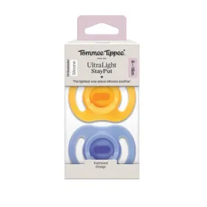 Suzete ortodontice UltraLight, Galben/Albastru, 6-18 luni, 2 bucati, Tommee Tippee