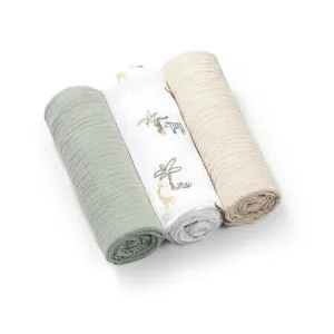 Scutece creponate din muselina, 70x70 cm, Mint, 3 bucati, Babyono