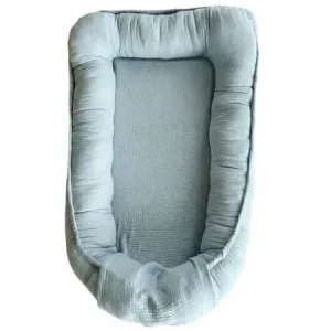 Babynest din muselina cu 2 fete, Baby Blue, 0 luni+, Twindeco