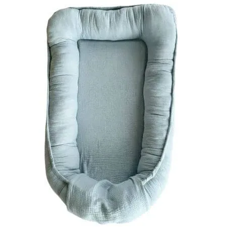 Babynest din muselina cu 2 fete, Baby Blue, 0 luni+, Twindeco — preț și oferte