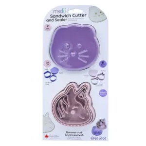 Forme 3 in 1 cu animale pentru sandwich, Unicorn si Pisica, Melii