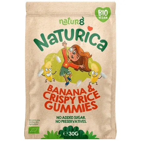 Jeleuri Bio Fruit Gummies, Banane si Orez, 30 g, Naturica — preț și oferte
