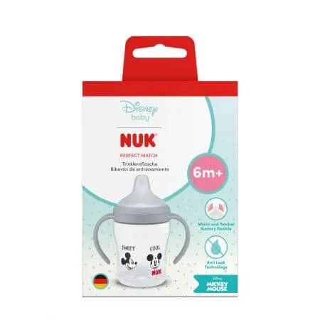 Biberon cu toarte si tetina de invatare Perfect Match, Mickey, 6 luni+, 150 ml, Nuk — preț și oferte