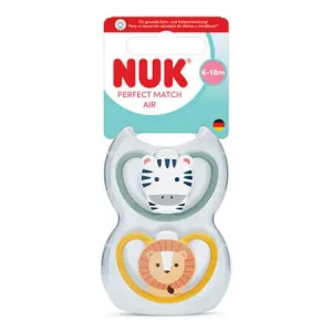 Set suzete Perfect Match Air, Zebra/Leu, 6-18 luni, 2 bucati, Nuk