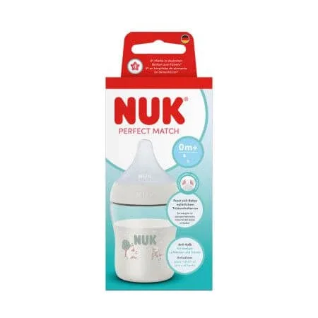Biberon cu tetina din silicon flux S Perfect Match, diverse culori, 0 luni+, 150 ml, Nuk — preț și oferte